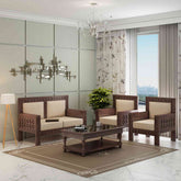 Maharana Solid Sheesham Wood 4 Seater Sofa Set (2+1+1, Walnut Finish)
